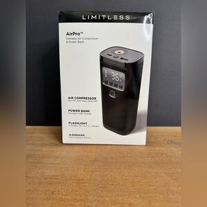 NIB LimitLess Innovations Air Pro Portable Air Compressor Power Bank Flashlight